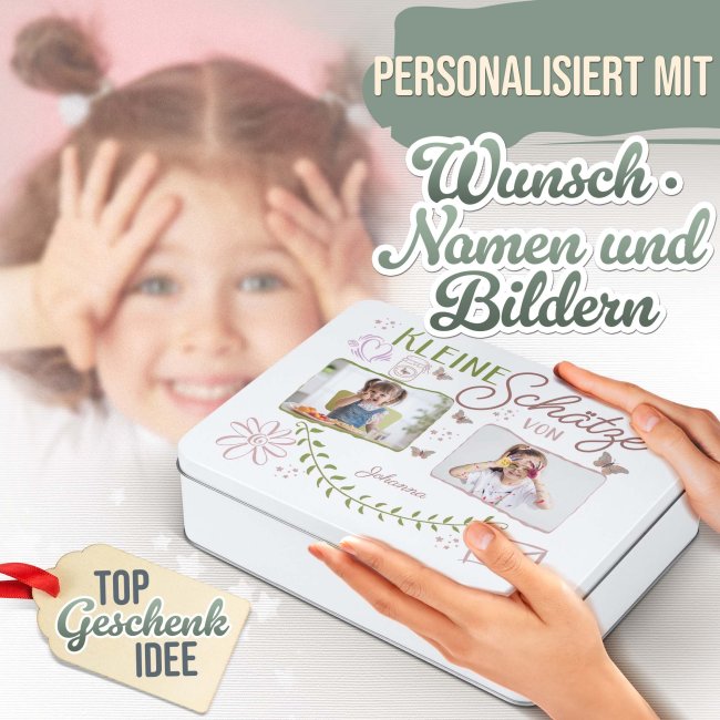 Kinder-Geschenkdose - Kleine Sch&auml;tze von - mit Foto &amp; Name - in drei Gr&ouml;&szlig;en