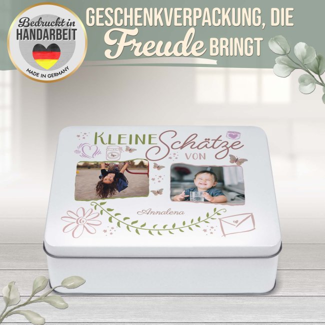 Kinder-Geschenkdose - Kleine Sch&auml;tze von - mit Foto &amp; Name - in drei Gr&ouml;&szlig;en