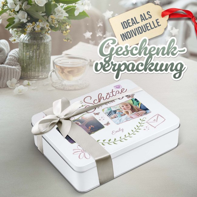 Kinder-Geschenkdose - Kleine Sch&auml;tze von - mit Foto &amp; Name - in drei Gr&ouml;&szlig;en