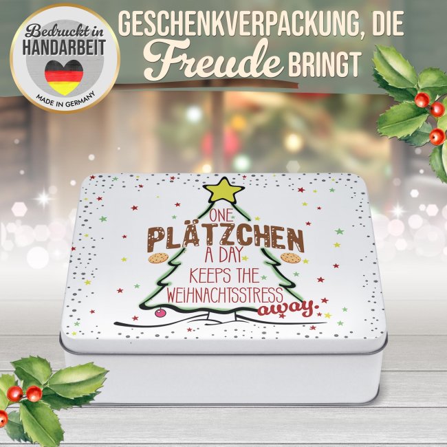 Weihnachtspl&auml;tzchen-Dose - one Pl&auml;tzchen a day - in drei Gr&ouml;&szlig;en