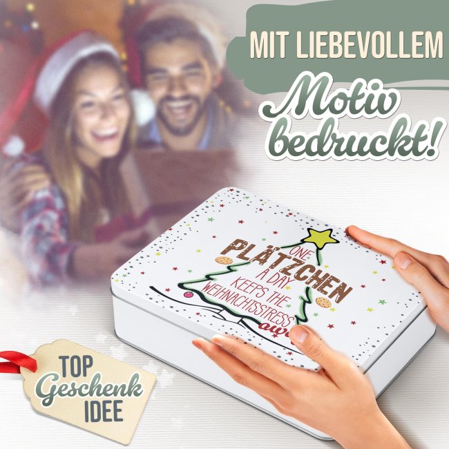 Weihnachtspl&auml;tzchen-Dose - one Pl&auml;tzchen a day - in drei Gr&ouml;&szlig;en