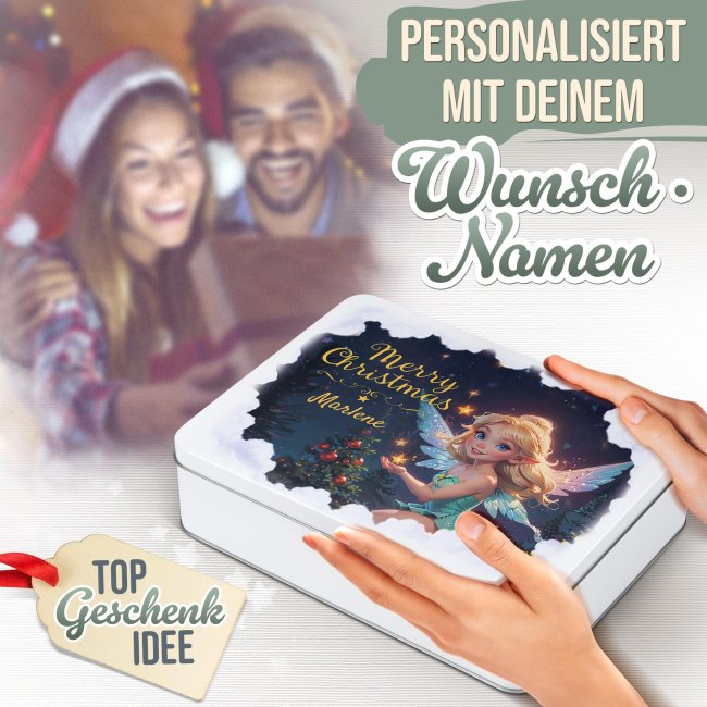 Weihnachts-Geschenkdose - Fee - mit Name - in drei Gr&ouml;&szlig;en