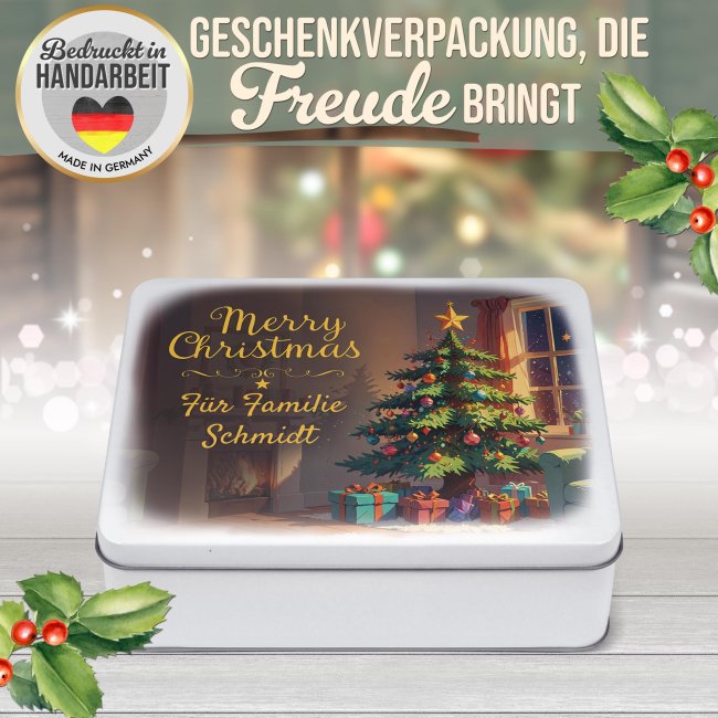 Geschenkdose - Merry Christmas - mit Wunschtext - in drei Gr&ouml;&szlig;en