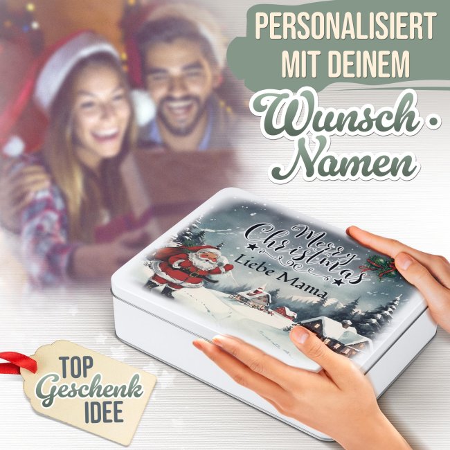 Weihnachtsdose - Merry Christmas - mit Name - in drei Gr&ouml;&szlig;en