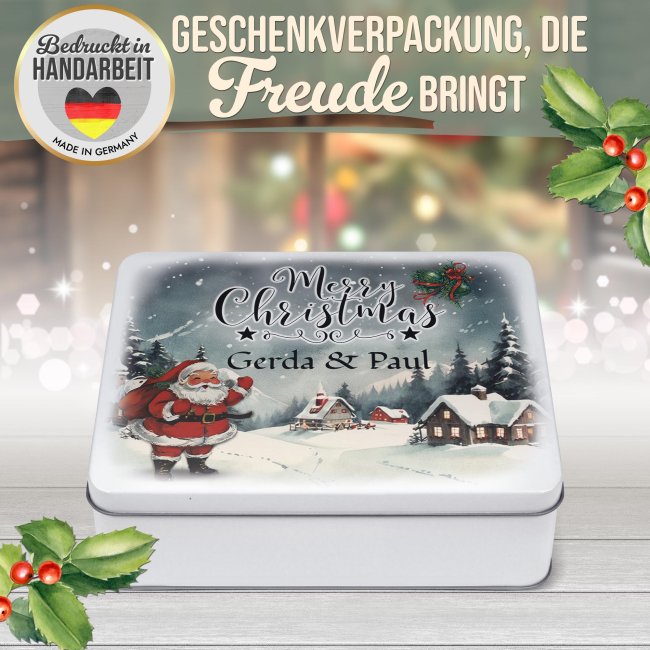 Weihnachtsdose - Merry Christmas - mit Name - in drei Gr&ouml;&szlig;en