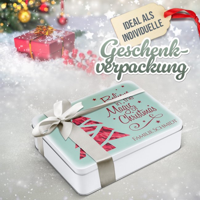 Geschenkdose Weihnachten - Believe in Magic - mit Name - in drei Gr&ouml;&szlig;en