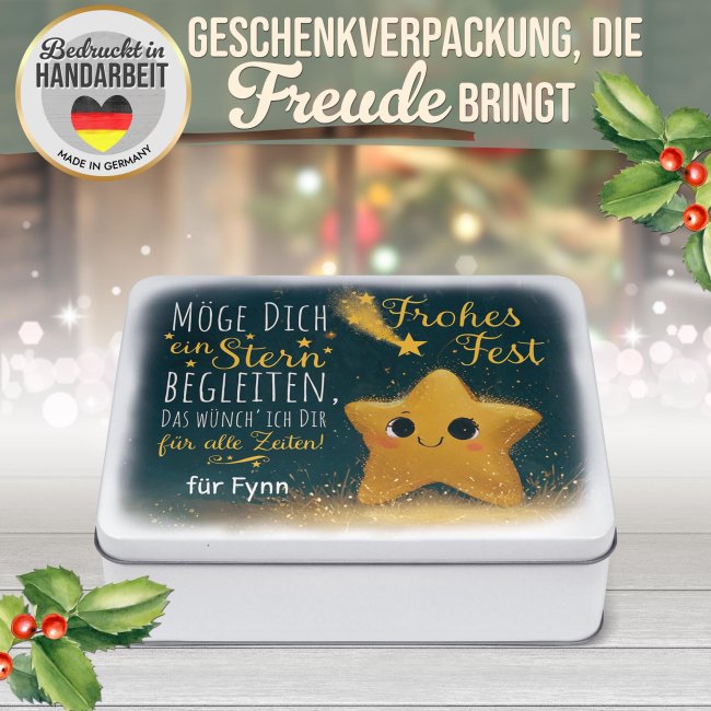 Geschenkdose Weihnachten - M&ouml;ge Dich ein Stern begleiten - mit Name - in drei Gr&ouml;&szlig;en