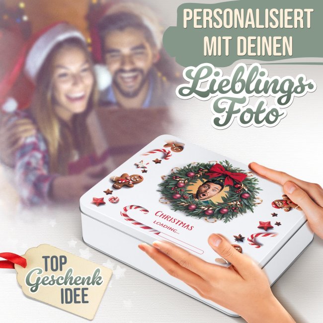 Weihnachts-Geschenkdose - Christmas Loading - mit Foto - in drei Gr&ouml;&szlig;en