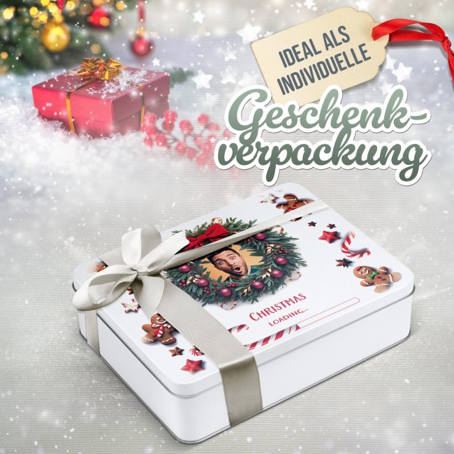 Weihnachts-Geschenkdose - Christmas Loading - mit Foto - in drei Gr&ouml;&szlig;en