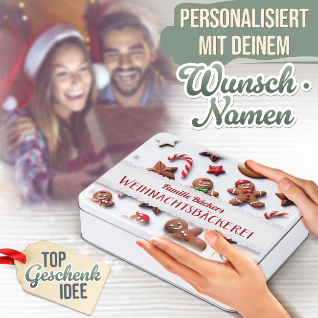 Pl&auml;tzchendose - Weihnachtsb&auml;ckerei - mit Name - in drei Gr&ouml;&szlig;en