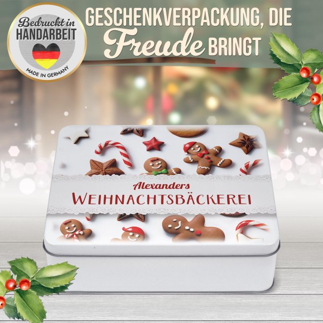 Pl&auml;tzchendose - Weihnachtsb&auml;ckerei - mit Name - in drei Gr&ouml;&szlig;en