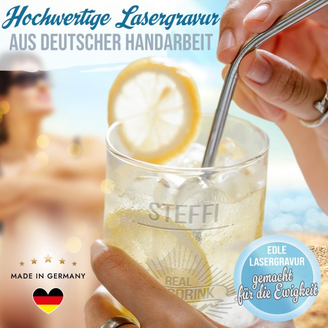 Graviertes Longdrinkglas - Real Longdrink Lover - mit Name und Jahr