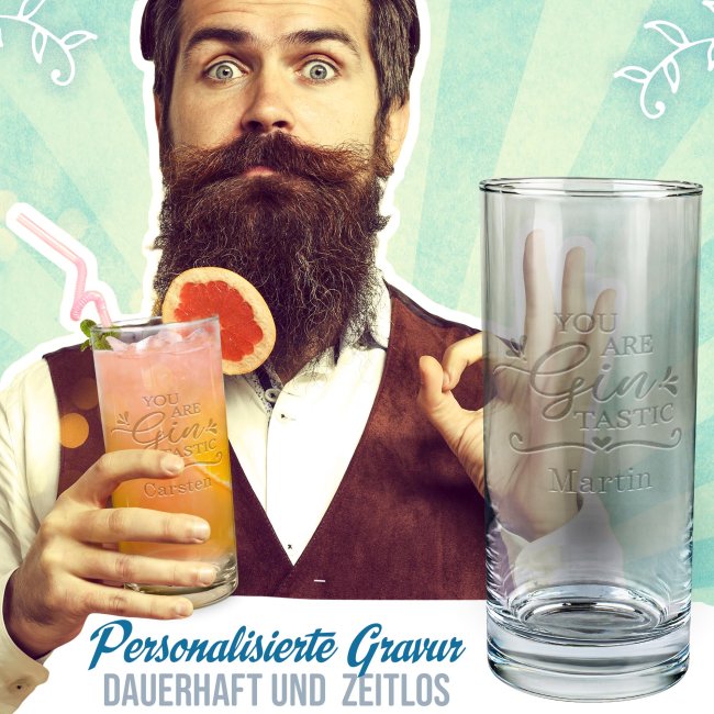 Graviertes Longdrinkglas - Gintastic - mit Name