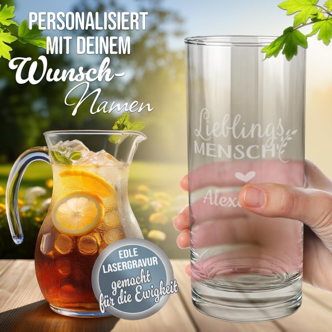 Trinkglas mit Gravur - Lieblingsmensch - mit Name personalisieren