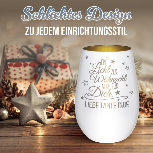 Weihnachts-Windlicht mit Gravur - Ein Licht - mit Name - inkl. Teelicht -