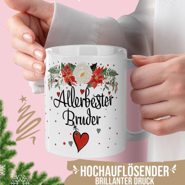 Weihnachtstasse f&uuml;r Bruder - in 4 Farben