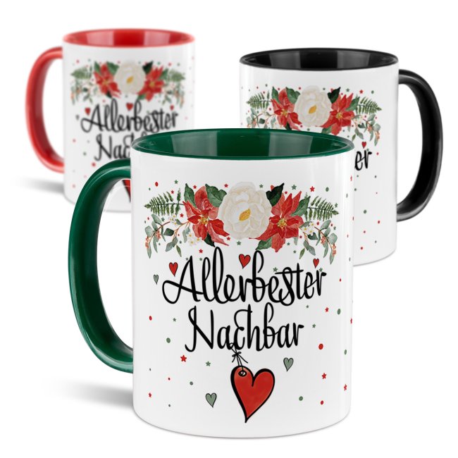 Weihnachtstasse f&uuml;r Nachbar - in 4 Farben