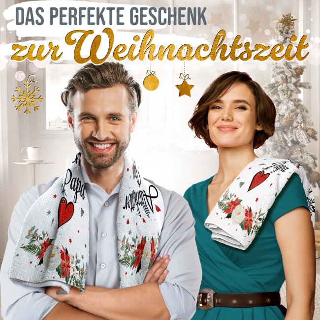 Weihnachtliches Handtuch f&uuml;r Papa - in drei Gr&ouml;&szlig;en