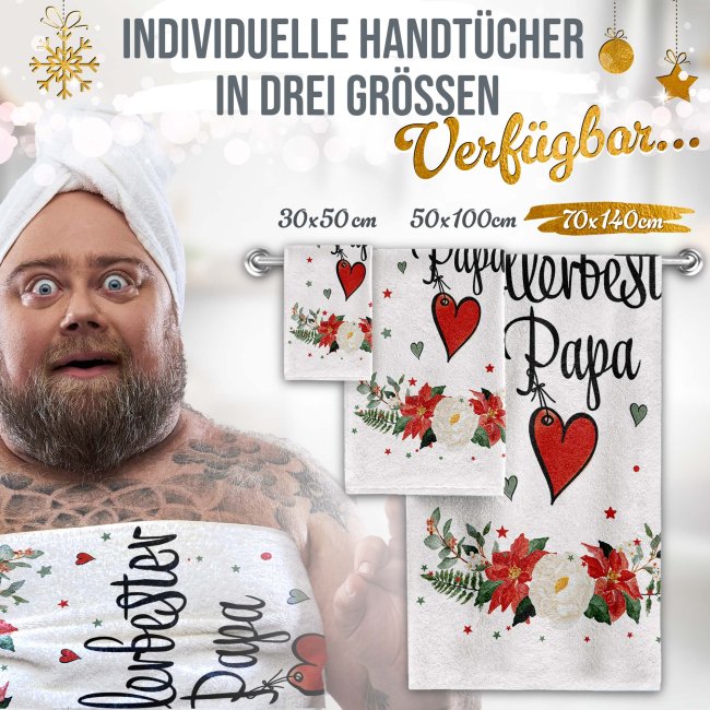 Weihnachtliches Handtuch f&uuml;r Papa - in drei Gr&ouml;&szlig;en