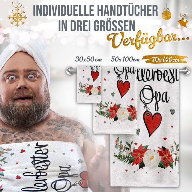 Weihnachtliches Handtuch f&uuml;r Opa - in drei Gr&ouml;&szlig;en