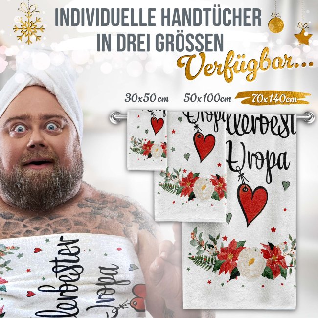 Weihnachtliches Handtuch f&uuml;r Uropa - in drei Gr&ouml;&szlig;en