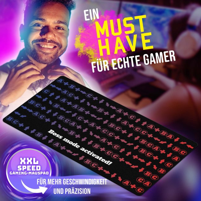 Gaming-Mousepad - Combo-Design - mit Text personalisieren - 4 Gr&ouml;&szlig;en, 4 Farben