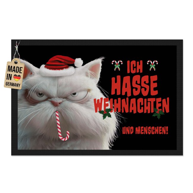 Lustige Fu&szlig;matte mit Weihnachtsmotiv  - Ich hasse Weihnachten - 3 Gr&ouml;&szlig;en