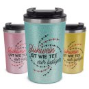 To-Go Edelstahlbecher Glitzer - Gl&uuml;hwein wie Tee -...