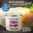 Emaille-Tasse f&uuml;r Camper - Camping Queen - 300 ml