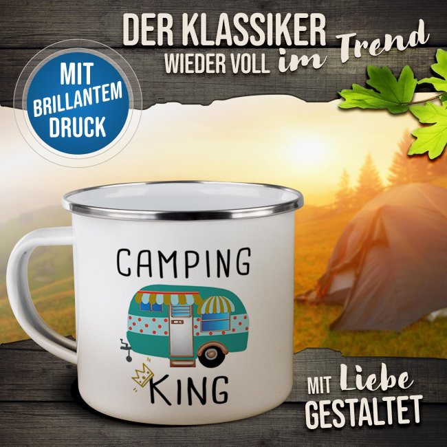 Emaille-Tasse f&uuml;r Camper - Camping King - 300 ml