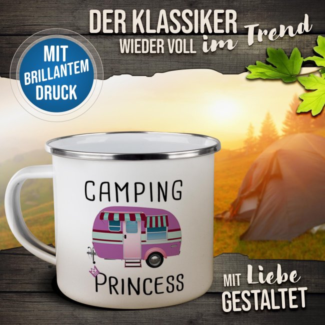 Emaille-Tasse f&uuml;r Camper - Camping Princess - 300 ml