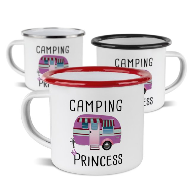 Emaille-Tasse f&uuml;r Camper - Camping Princess - 300 ml