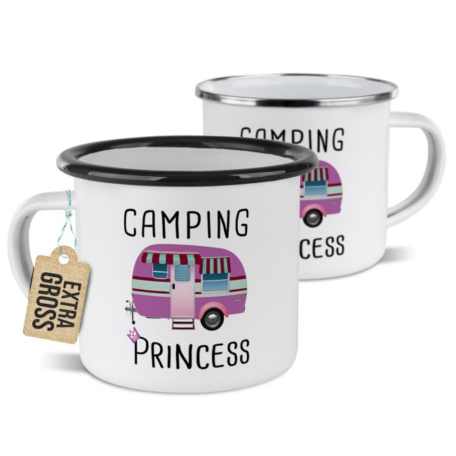 Emaille-Tasse f&uuml;r Camper - Camping Princess - 300 ml