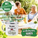 Emaille-Tasse - Der Garten ruft - mit Name - 300 ml