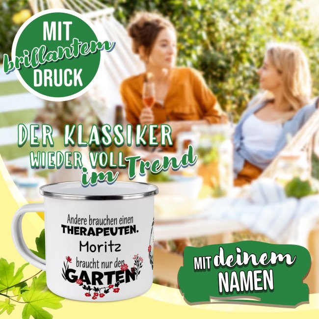 Emaille-Tasse - Andere brauchen einen Therapeuten - mit Name - 300 ml