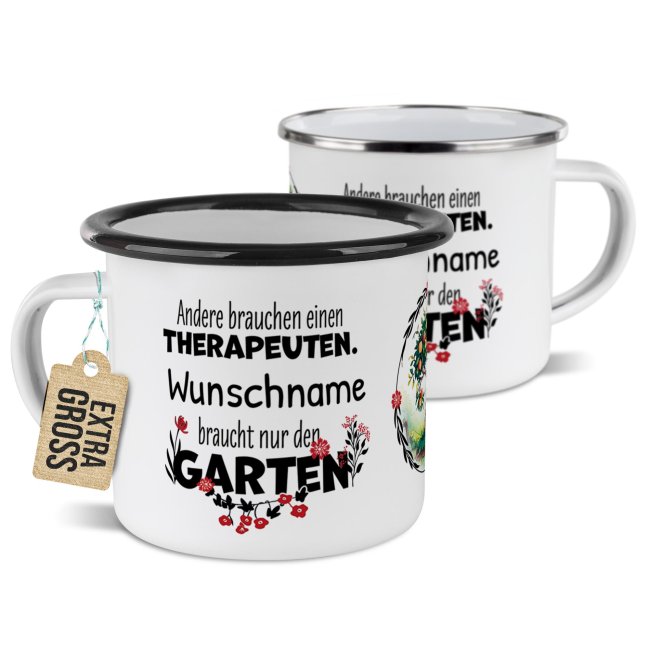 Emaille-Tasse - Andere brauchen einen Therapeuten - mit Name - 300 ml