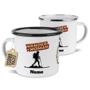 Emaille-Tasse - Wanderwoman - mit Name - 300 ml