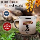 Emaille-Tasse - Wanderwoman - mit Name - 300 ml