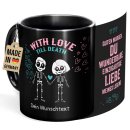 Schwarze Tasse mit Spruch - With love till death - mit...