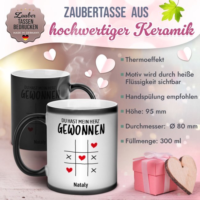 Magic Mug Zaubertasse mit Name - Du hast mein Herz gewonnen - 300 ml