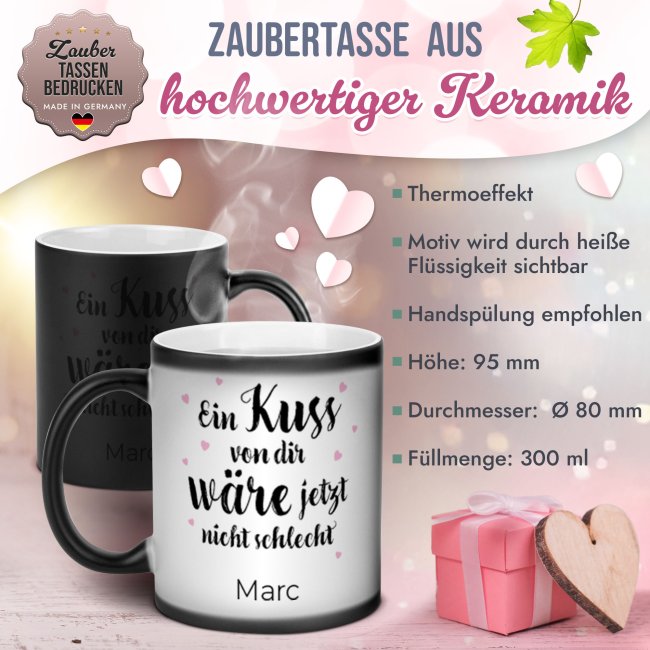 Magic Mug Zaubertasse mit Name - Ein Kuss von dir - 300 ml