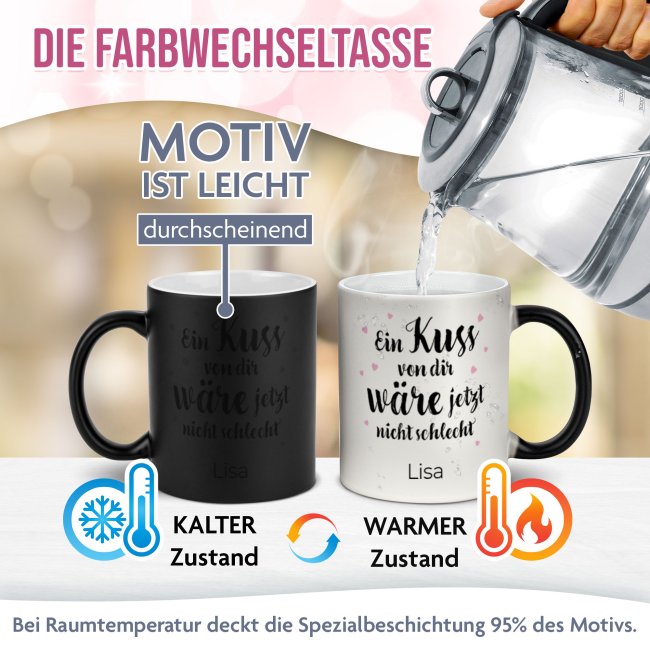 Magic Mug Zaubertasse mit Name - Ein Kuss von dir - 300 ml