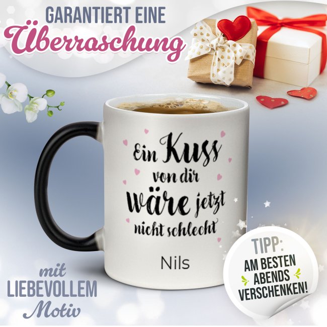 Magic Mug Zaubertasse mit Name - Ein Kuss von dir - 300 ml