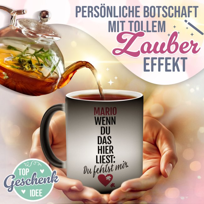 Magic Mug Zaubertasse mit Name - Du fehlst mir, Herz - 300 ml