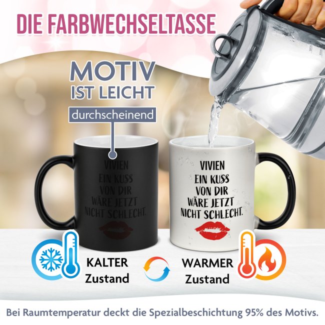 Magic Mug Zaubertasse mit Name - Ein Kuss w&auml;re jetzt nicht schlecht - 300 ml