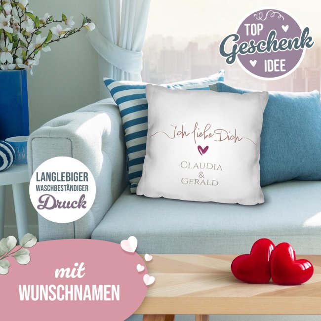 Personalisiertes Kissen - Ich liebe dich - mit Name