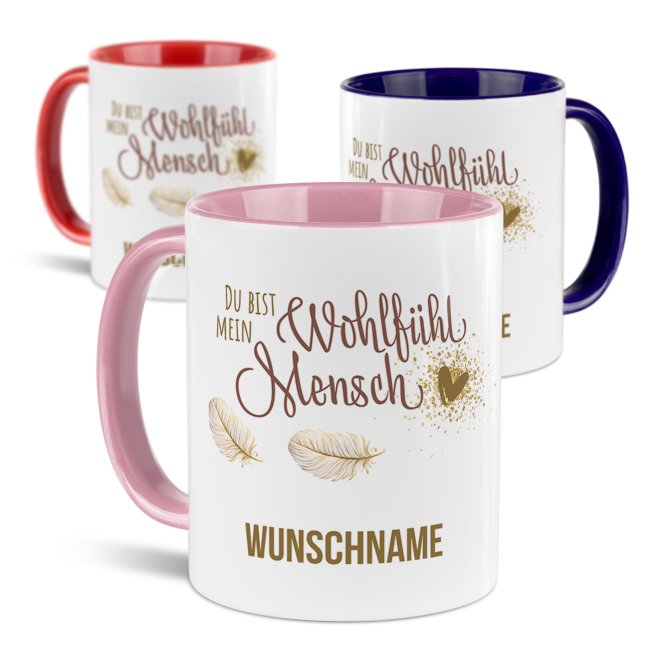 Personalisierte Tasse - Du bist mein Wohlfühlmensch - mit Name