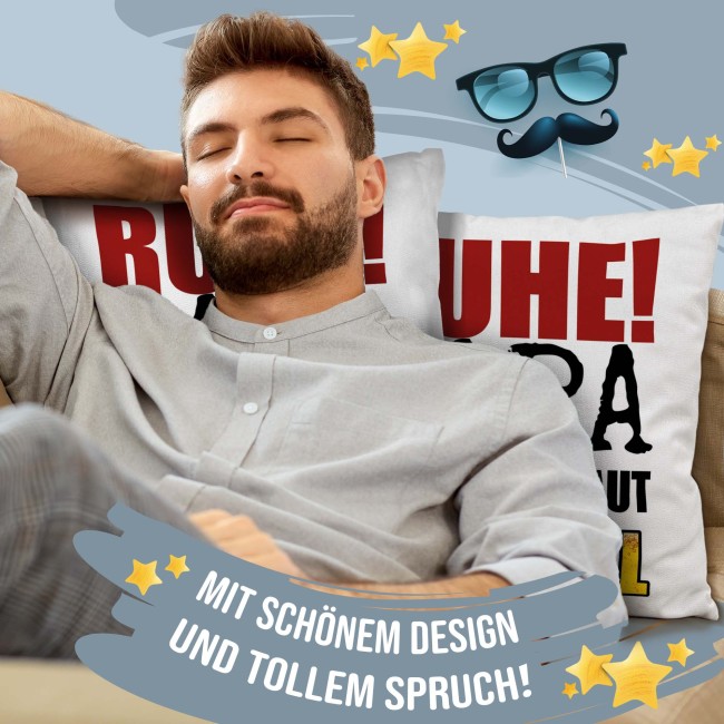 Kissen mit Spruch - Ruhe! Papa schaut Fu&szlig;ball