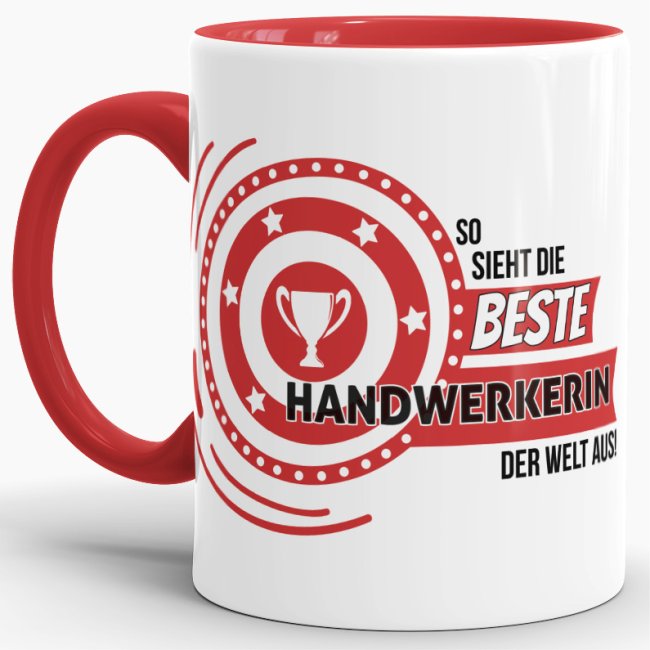 Berufe-Tasse - So sieht die beste Handwerkerin aus - Rot