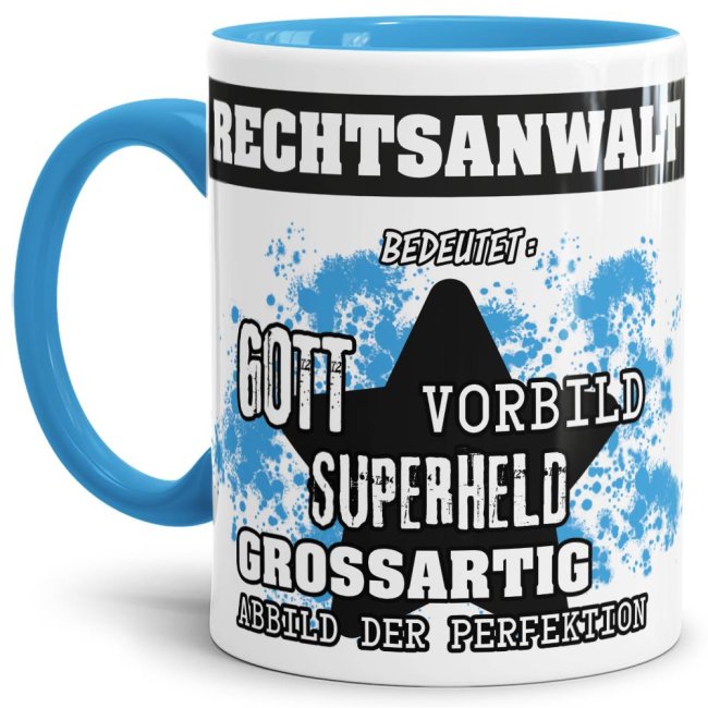 Berufe-Tasse - Bedeutung eines Rechtsanwalts - Hellblau